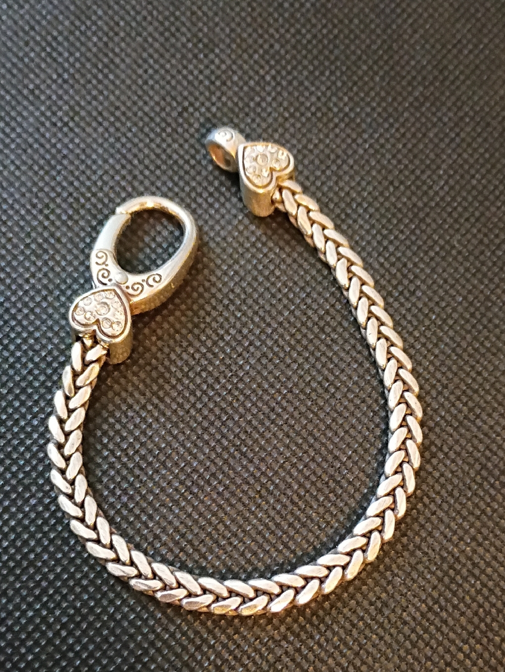 Brighton Silver Heart Clasp Braided Chain Bracelet